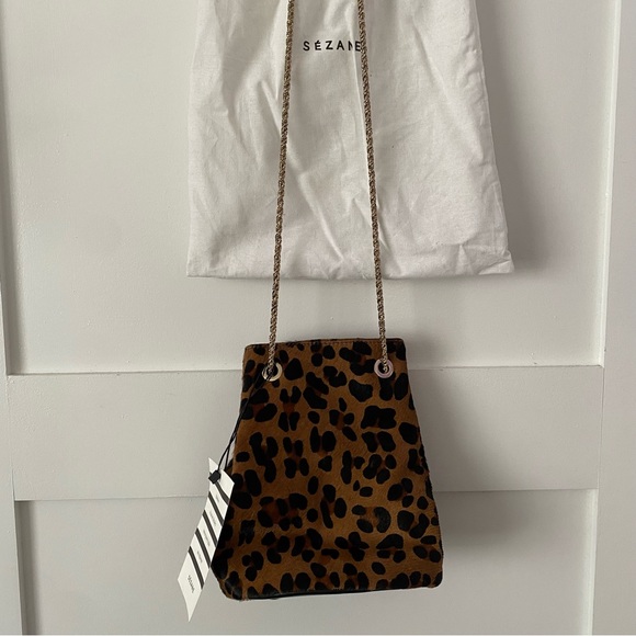 BNWT Sezane 🐆 Hope bag in Leopard Pony Hair auth card discontinued mob wife - Picture 2 of 8